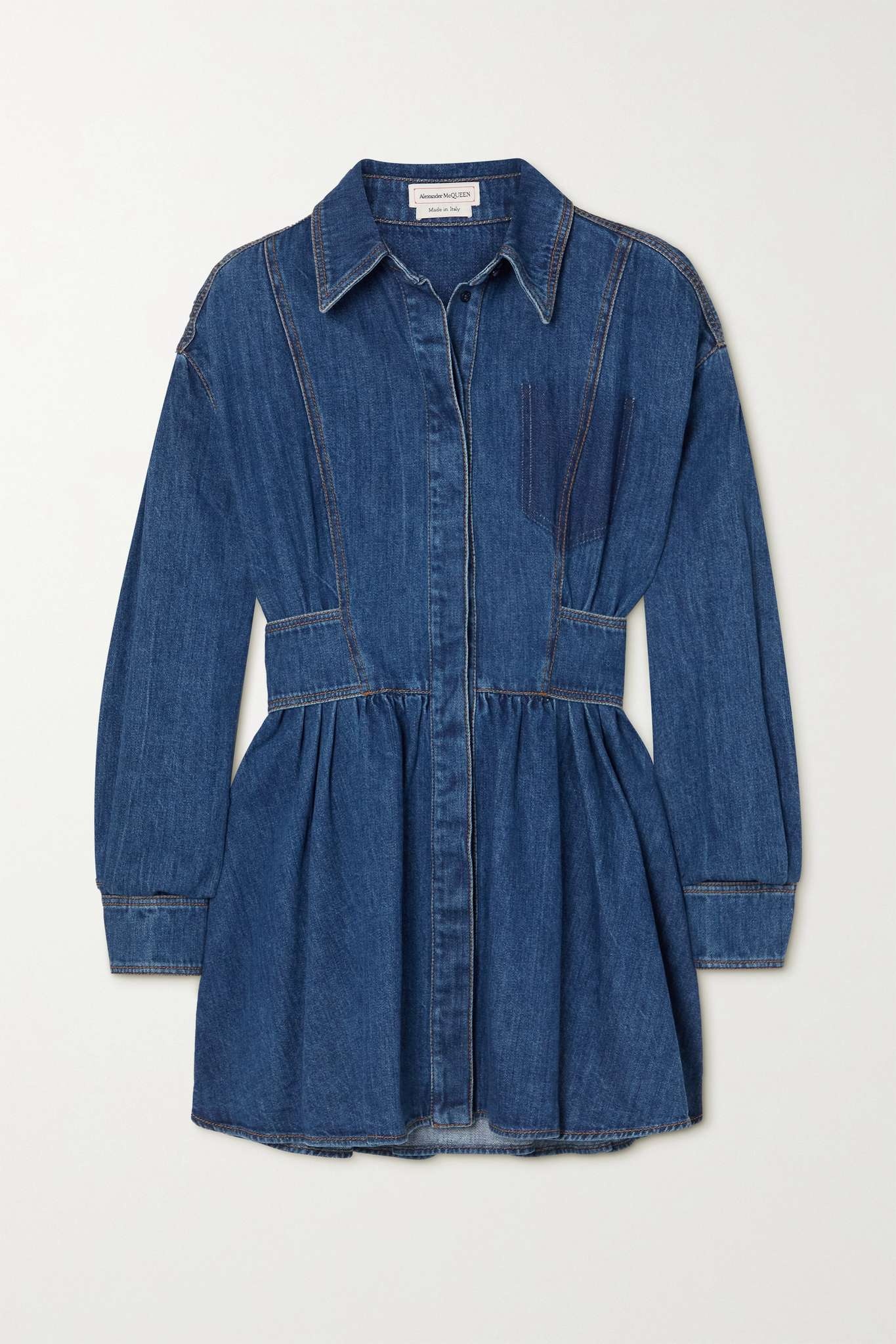 Denim mini shirt dress - 1