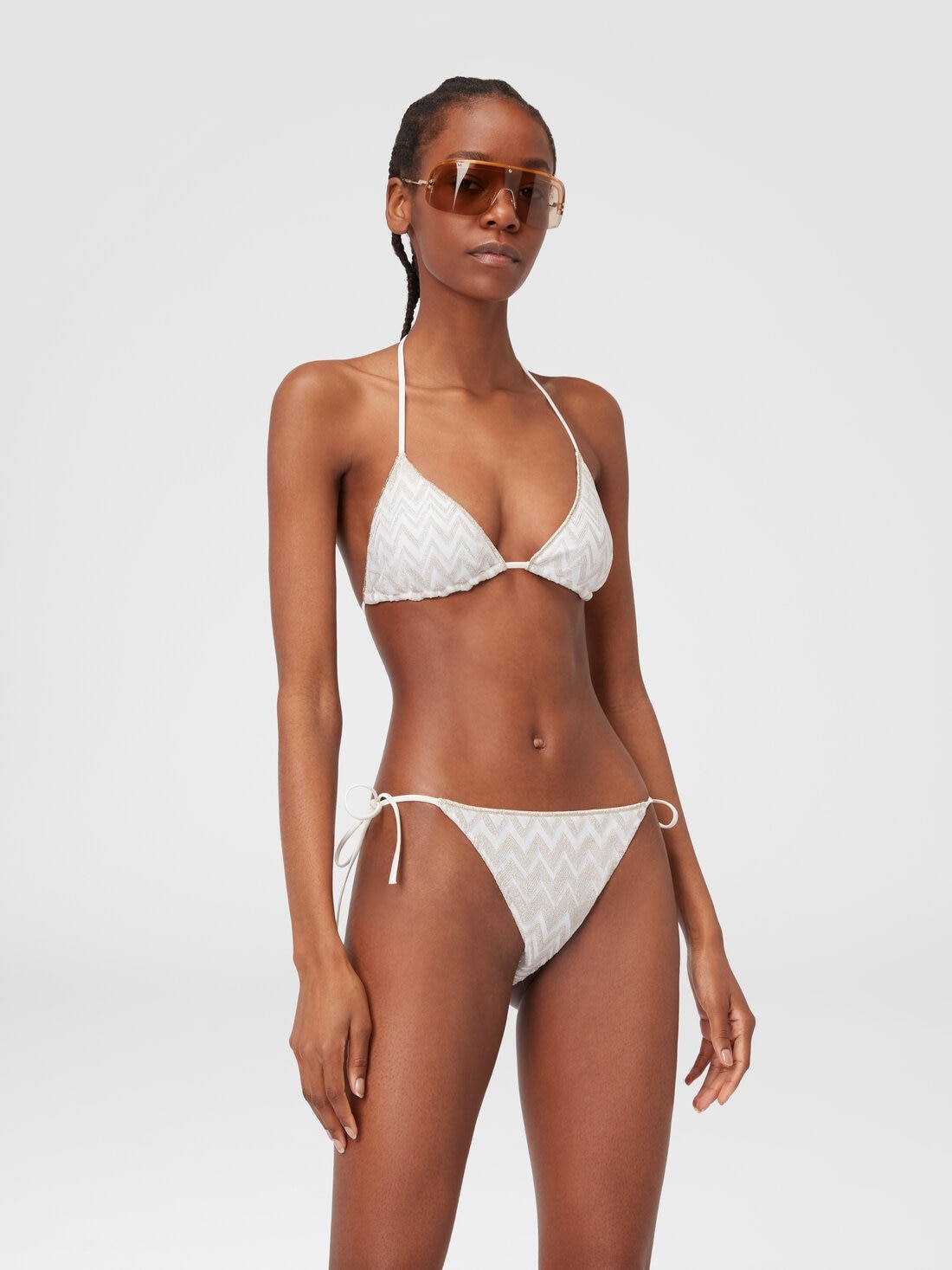 Viscose blend zigzag tone-on-tone bikini with lurex - 2