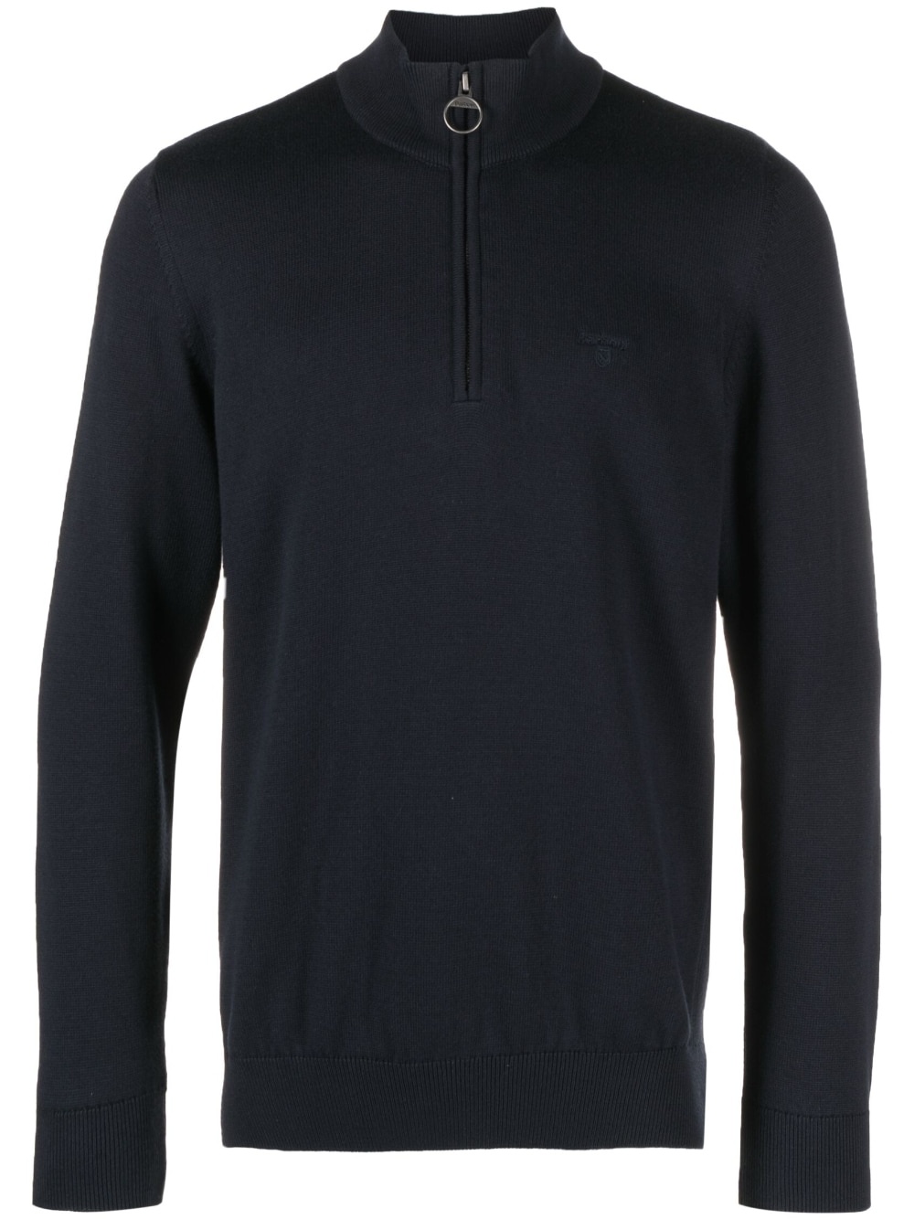 logo-embroidered half-zip jumper - 1