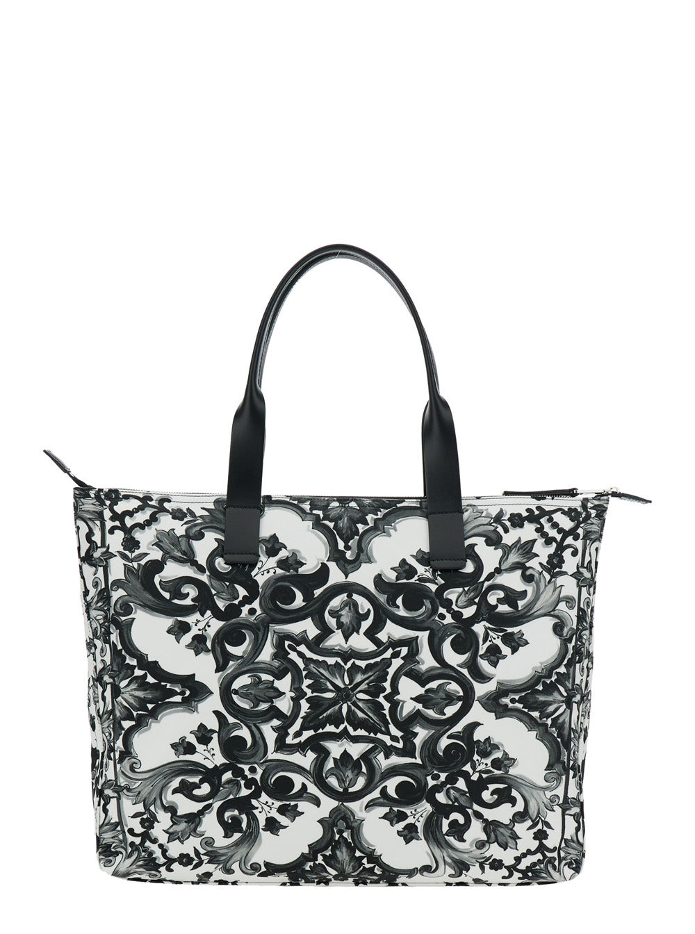 Dolce & Gabbana Men Black Tote Bag With Top Zip Closure And All-Over Print In Tech Fabric Man - 4