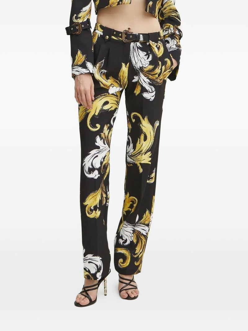 baroque-print belted trousers 1