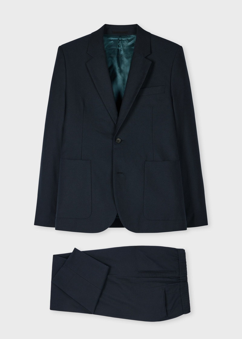 Dark Navy Wool And Cotton-Blend Suit 1