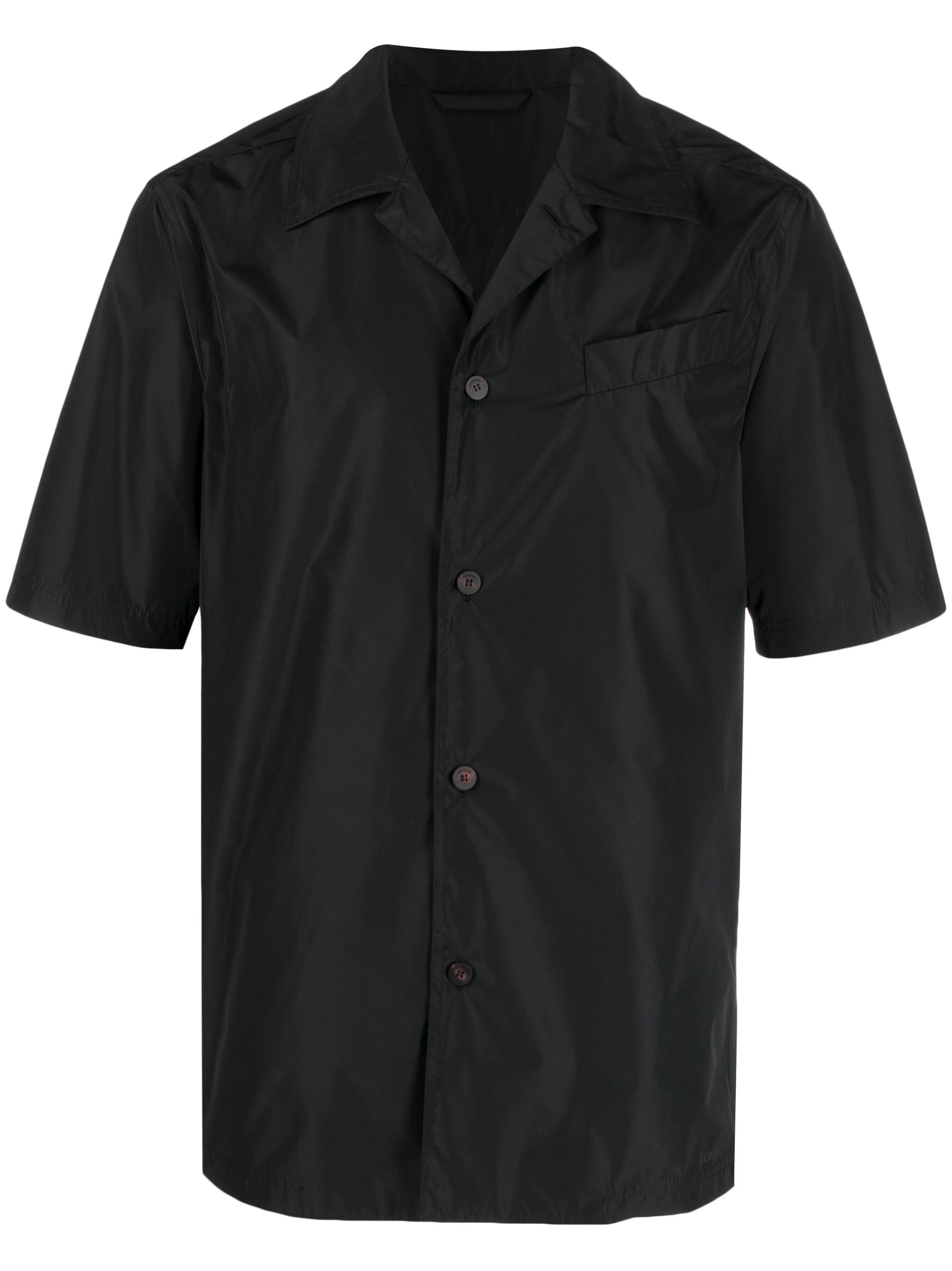 Black Short-Sleeve Button-Up Shirt - 1