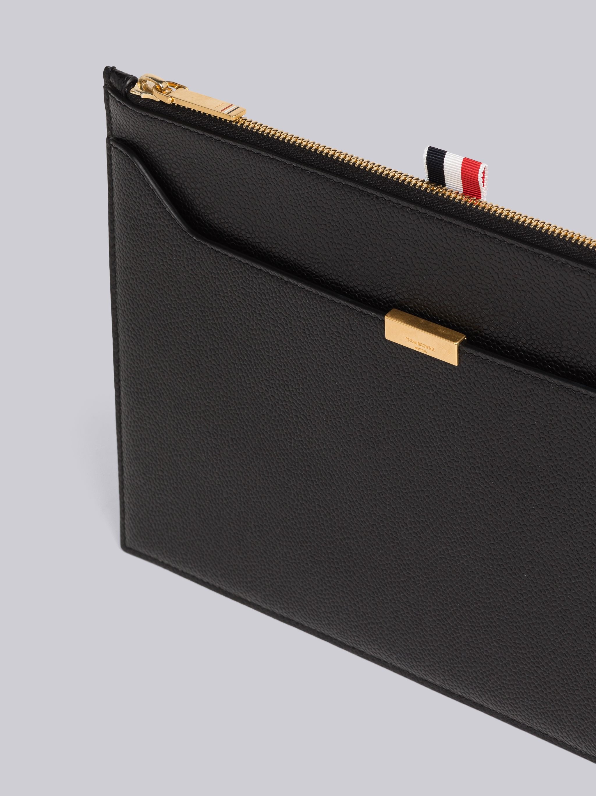 Pebble Grain Leather Lock Small Document Holder - 2