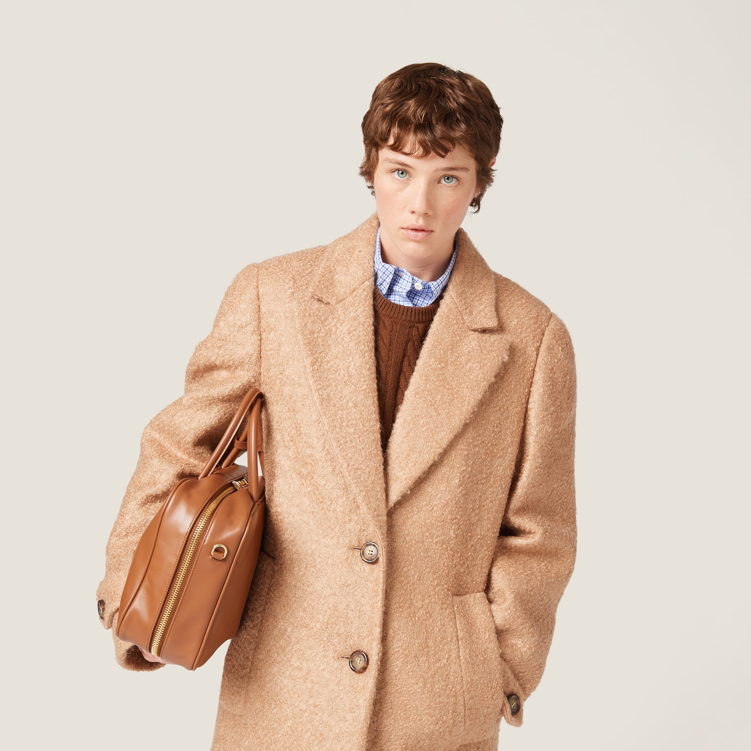 Padded single-breasted tweed coat - 4