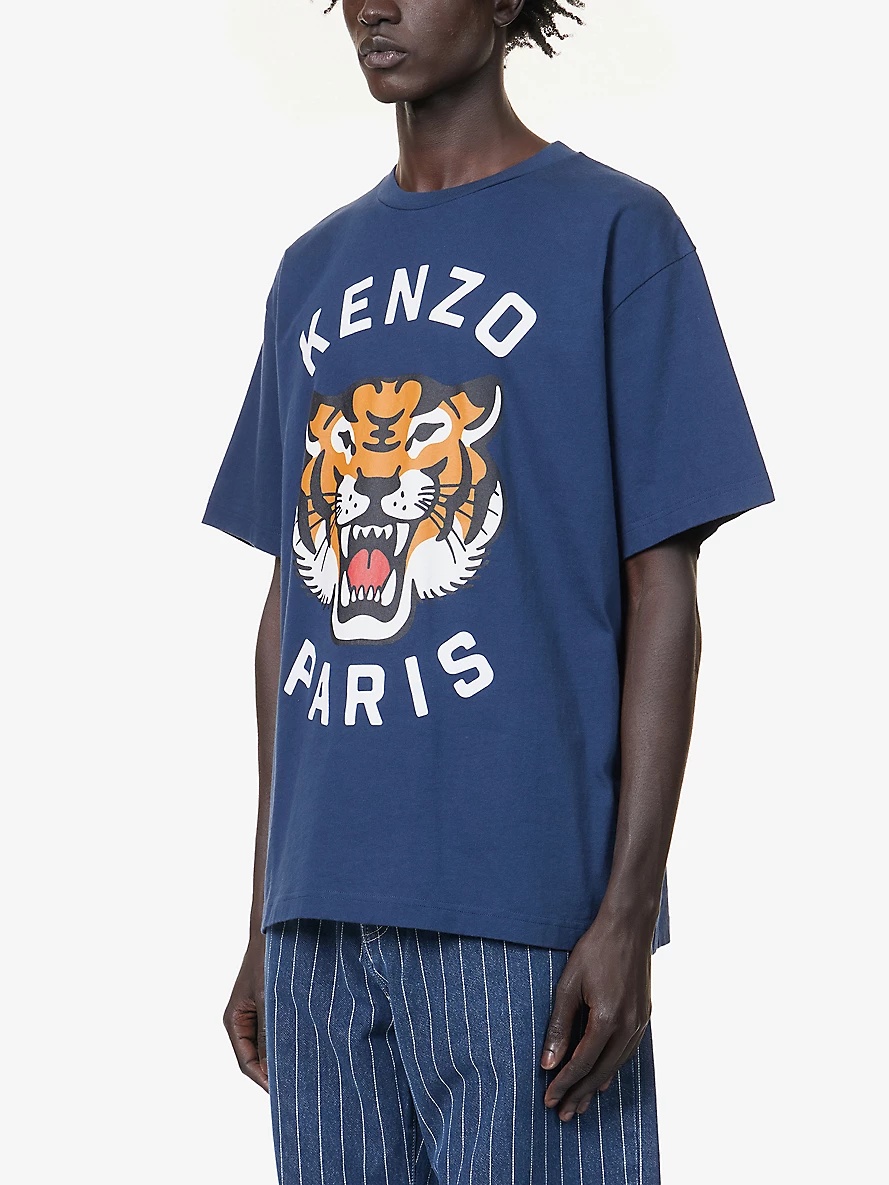 Lucky Tiger brand-print cotton-jersey T-shirt - 3