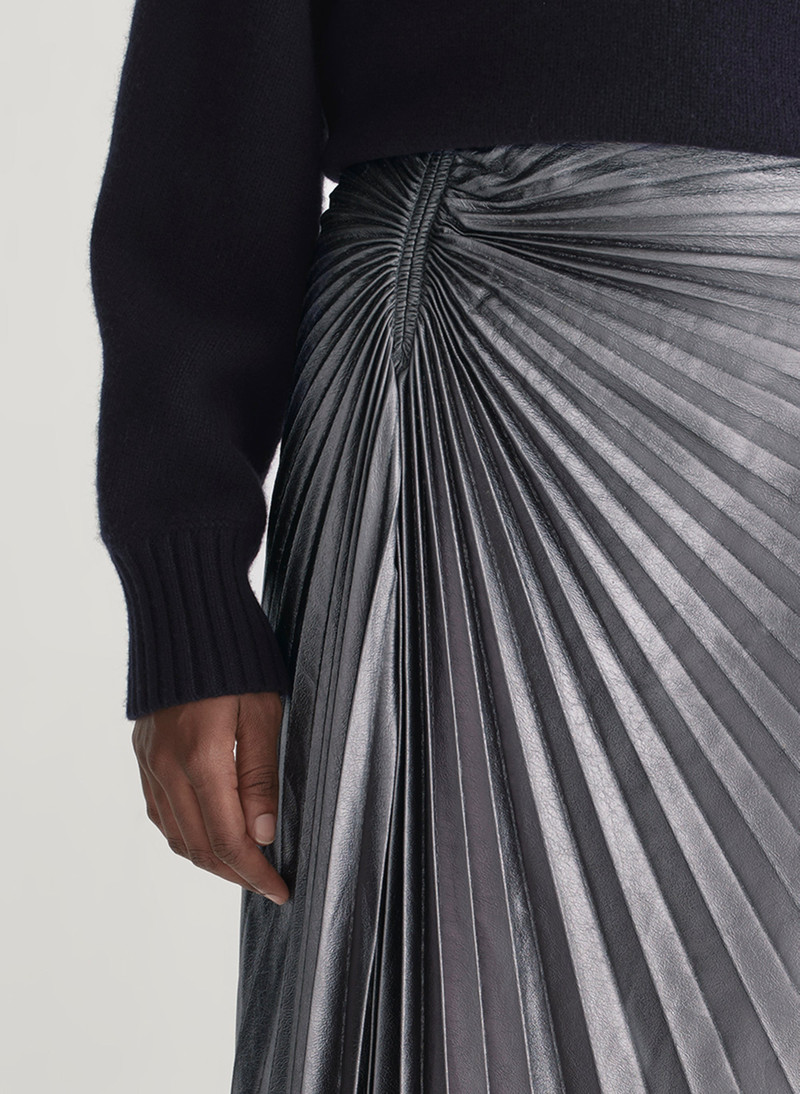 Tracy Metallic Vegan Leather Skirt 3