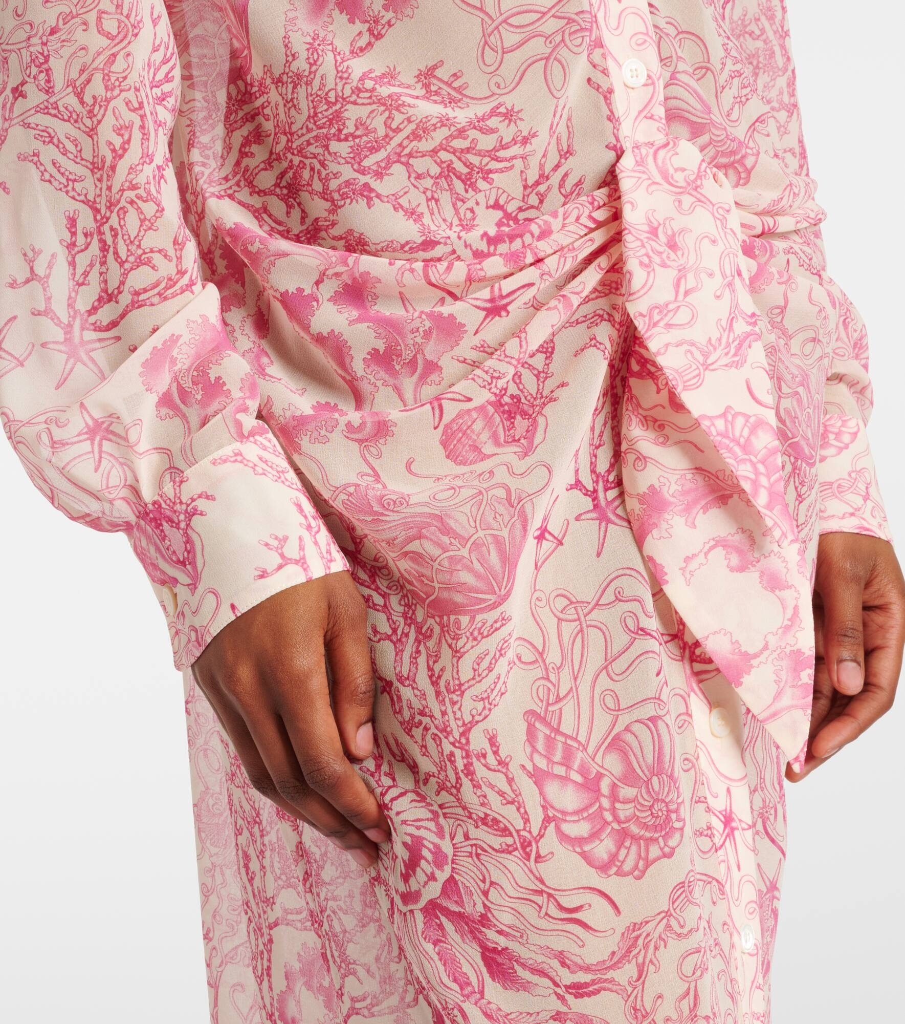 Printed gathered shirt dress - 5