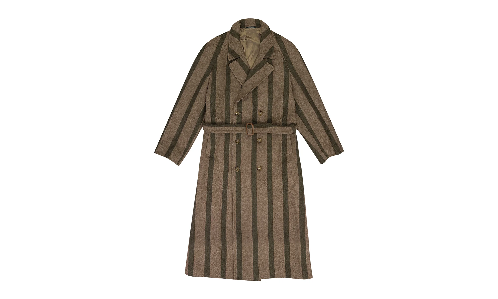DOUBLE BREASTED WOOL TOPCOAT "BROWN" FW23WJ011 OLIVE STRIPE - 1