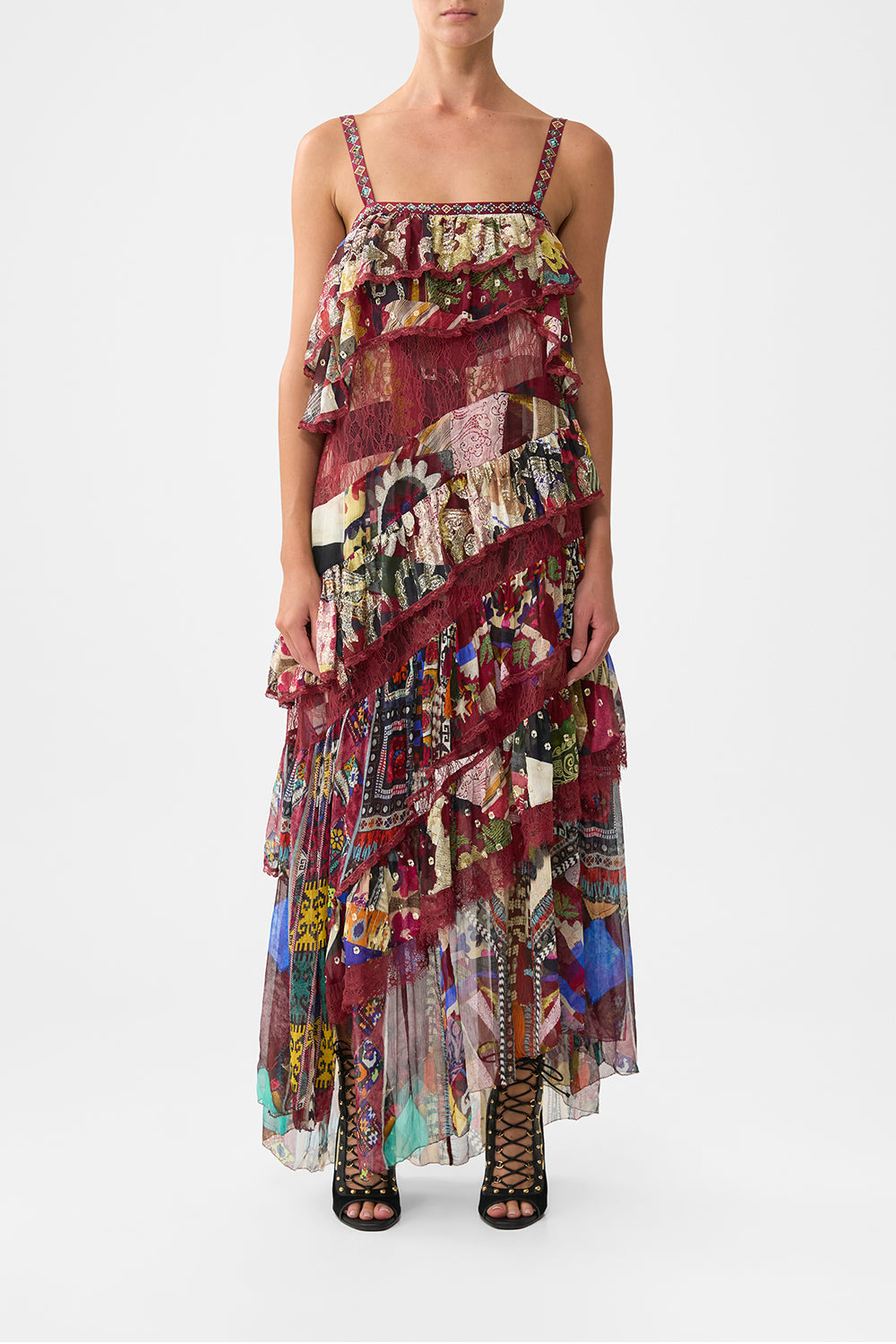ASYMMETRIC SPLICED LACE DRESS - 2