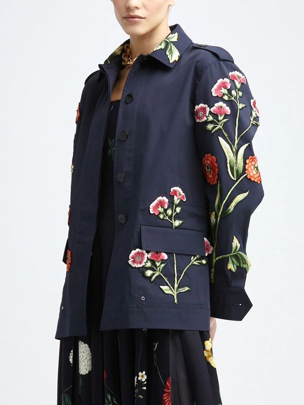 floral-embroidered utility jacket - 2