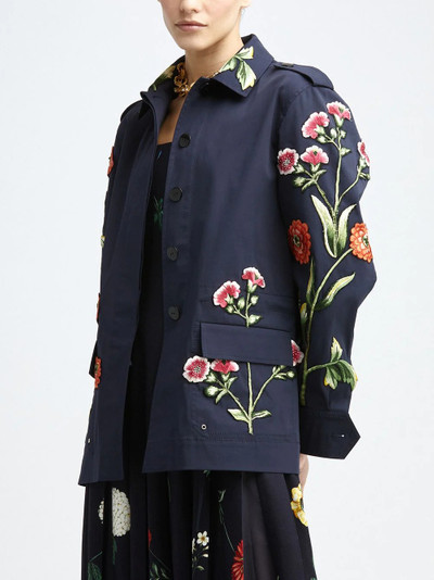 Oscar de la Renta floral-embroidered utility jacket outlook