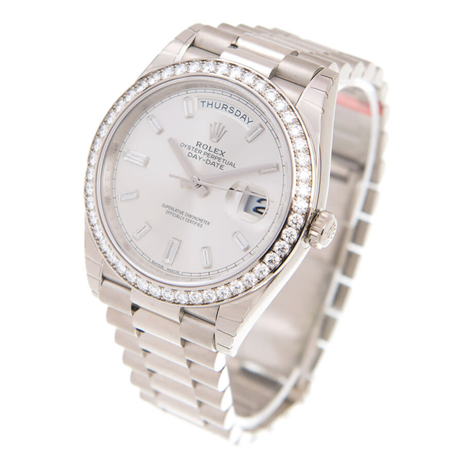 Rolex Day Date 40 Automatic Silver Diamond Dial Men's 18kt White Gold President Watch 228349SDP - 4