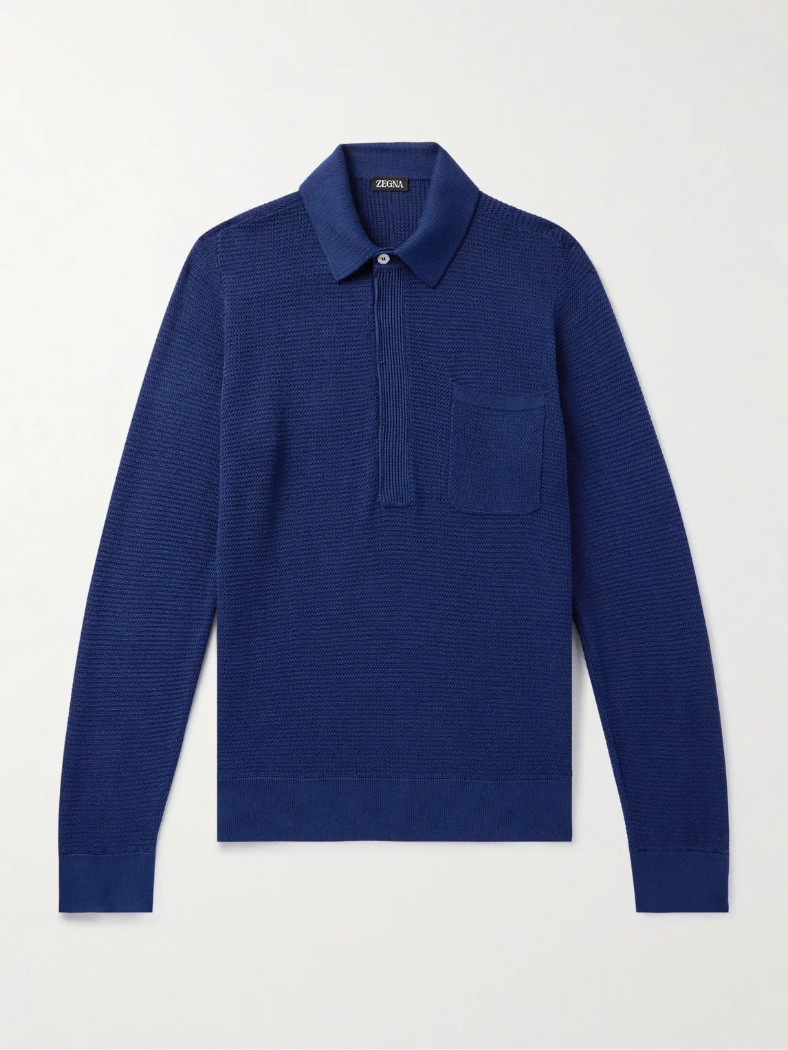 Textured Cotton and Mulberry Silk-Blend Polo Shirt - 1
