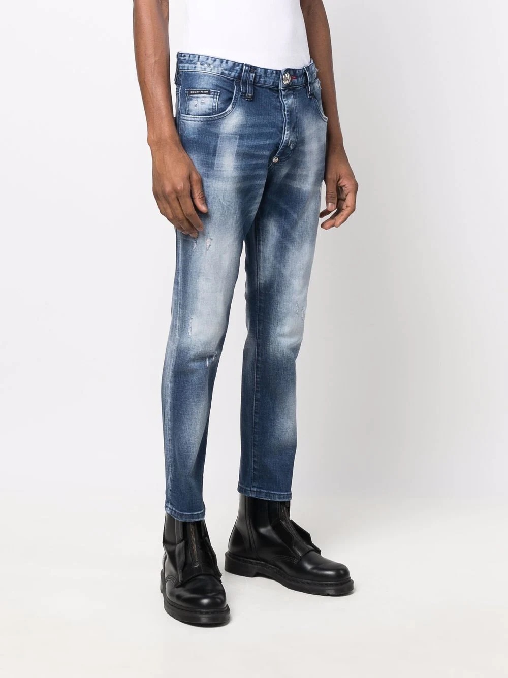 skinny-cut washed jeans - 3