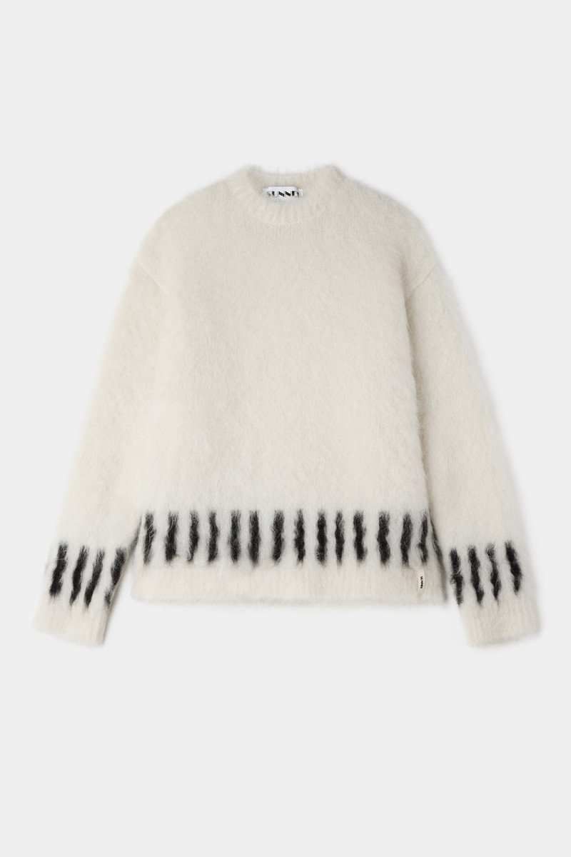 SUNNEI HAIRY KNIT ROUND NECK SWEATER / off white outlook