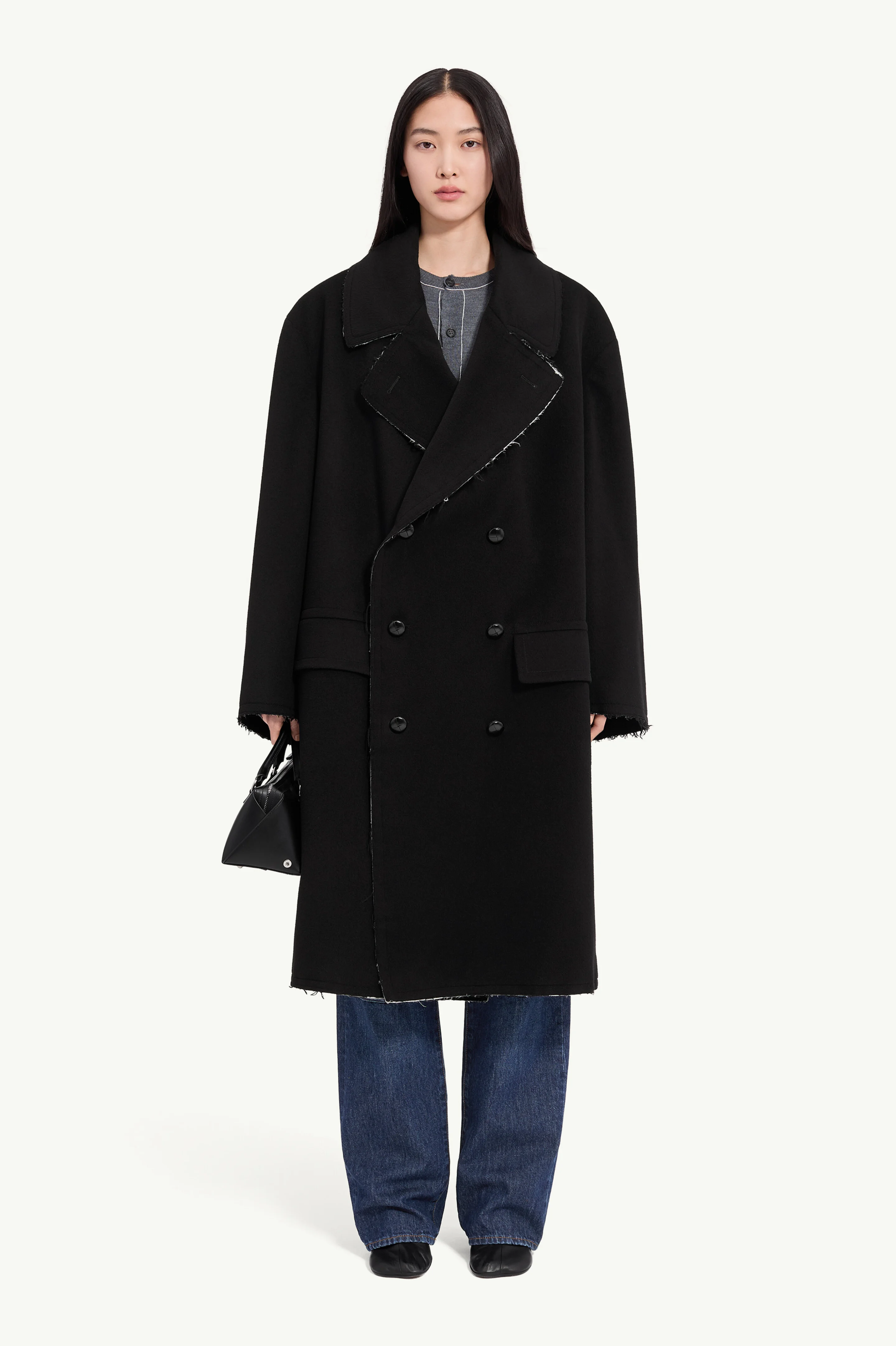 Raw-edge wool coat - 1