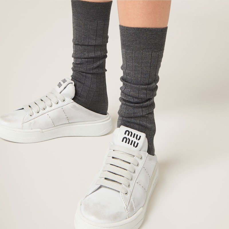 Miu Miu Bleached leather sneakers outlook