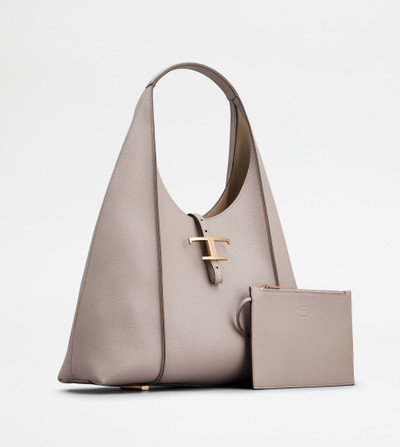 Tod's T TIMELESS HOBO BAG IN LEATHER MEDIUM - GREY outlook