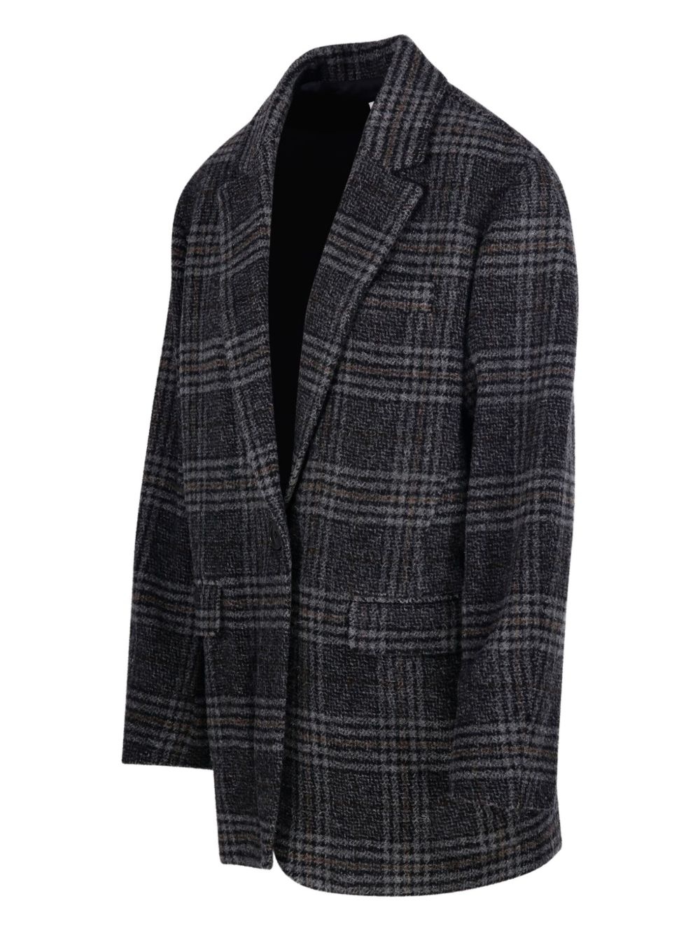 checked single-breasted blazer - 3