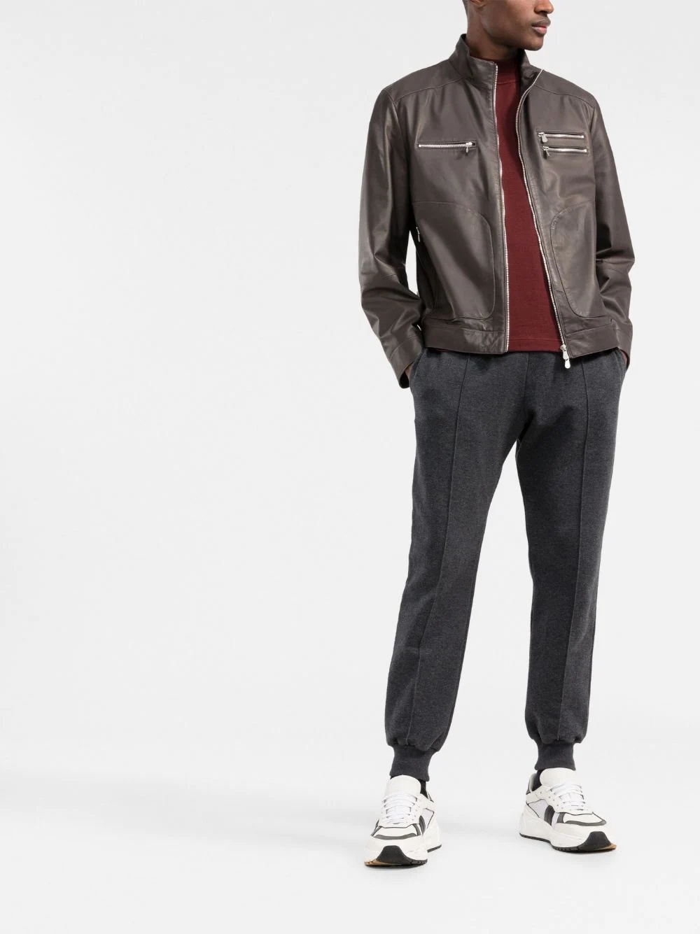 zip-up leather jacket - 2