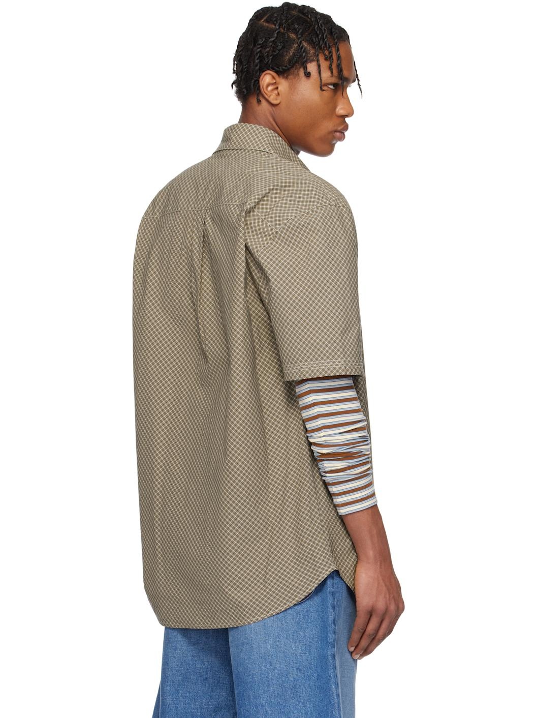 Brown Mini Plaid Short Sleeve Shirt - 3