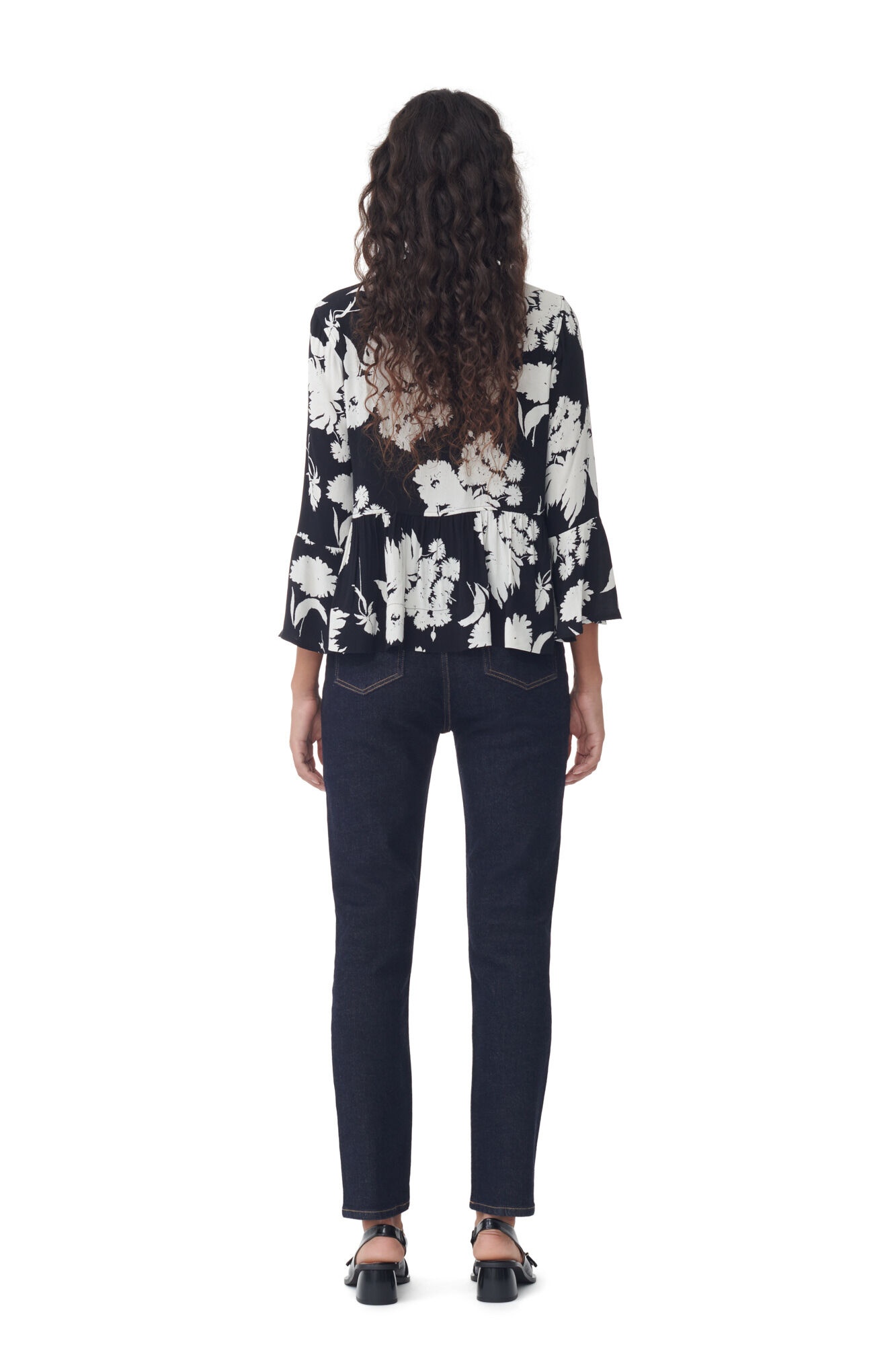 PRINTED CREPE PEPLUM BLOUSE - 5