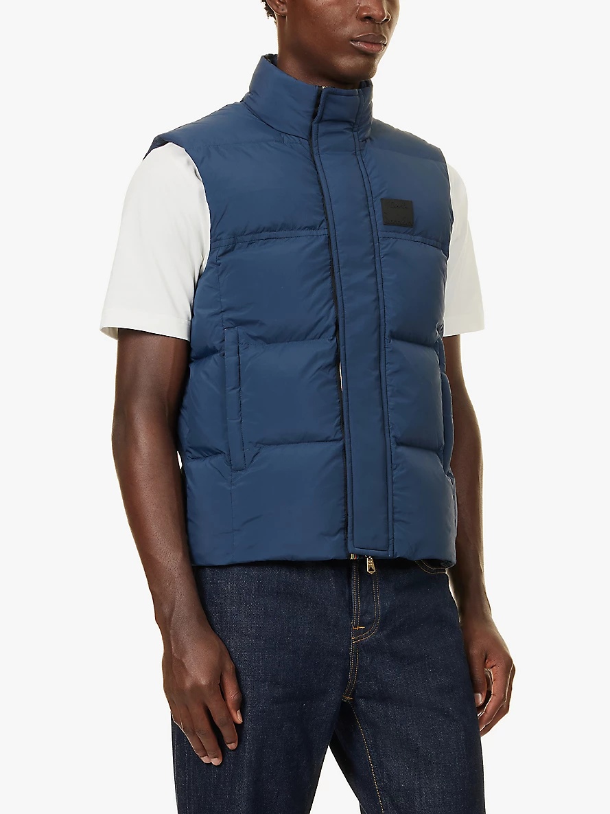 Rubberised-branding padded regular-fit shell-down gilet - 3