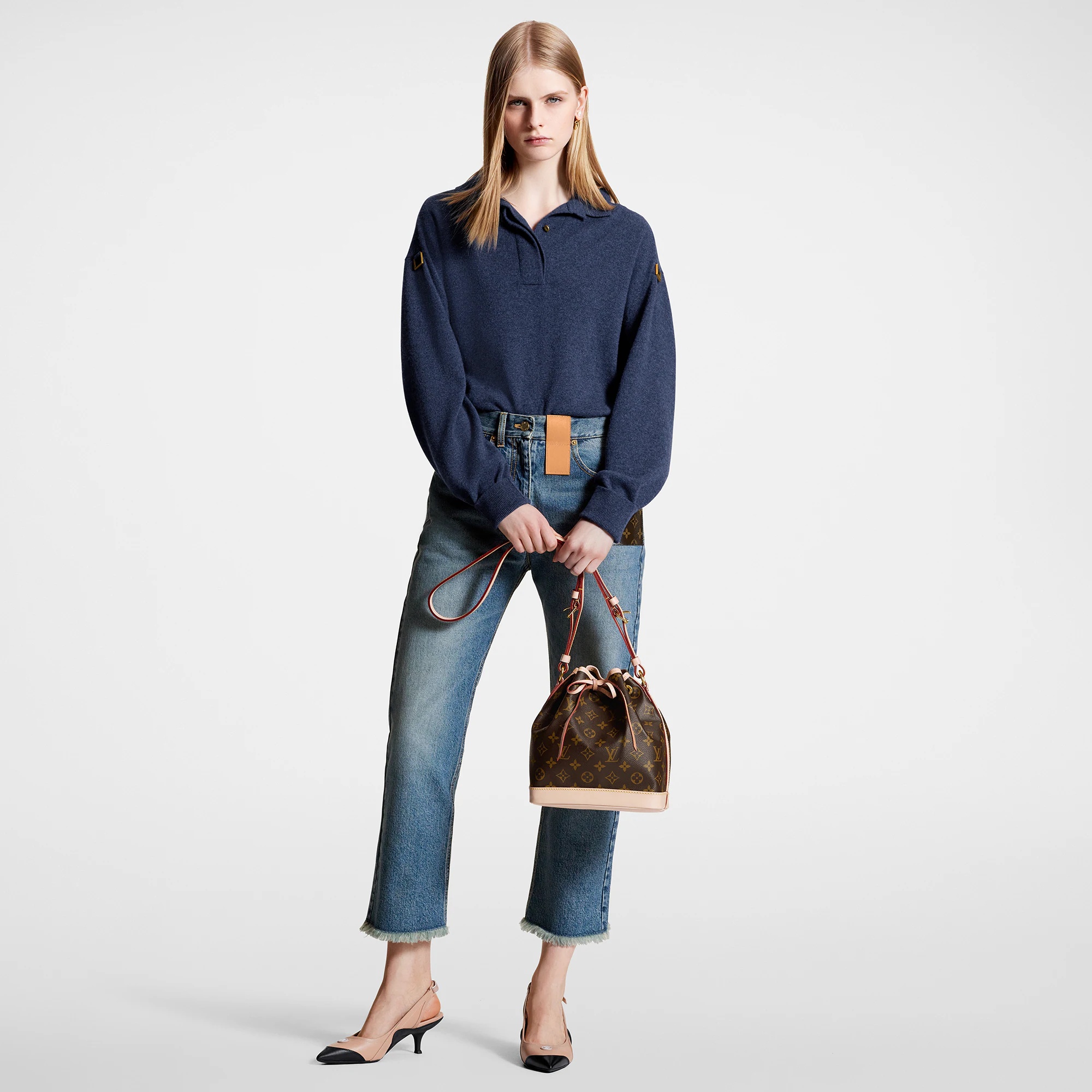 D-Ring Detail Cashmere Polo Pullover - 4
