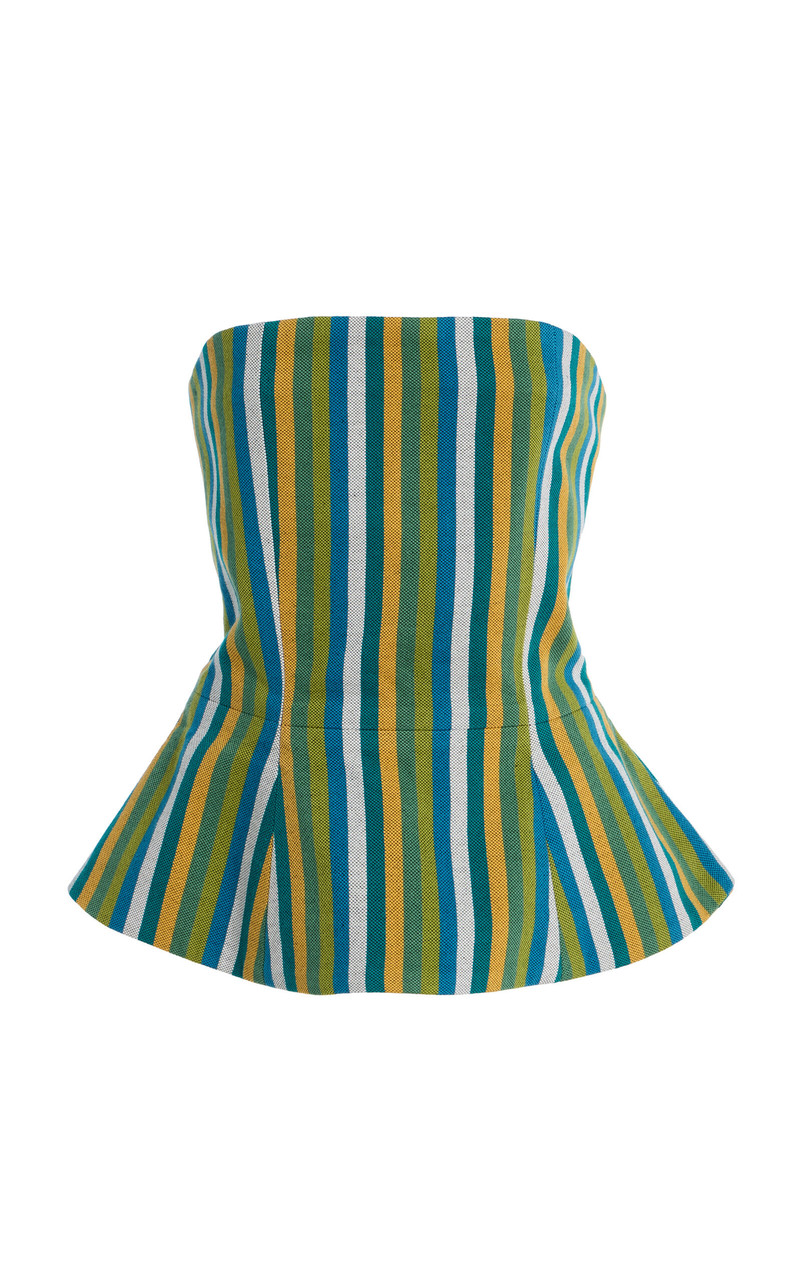 Exclusive The Striped Cotton Corset Top green 1