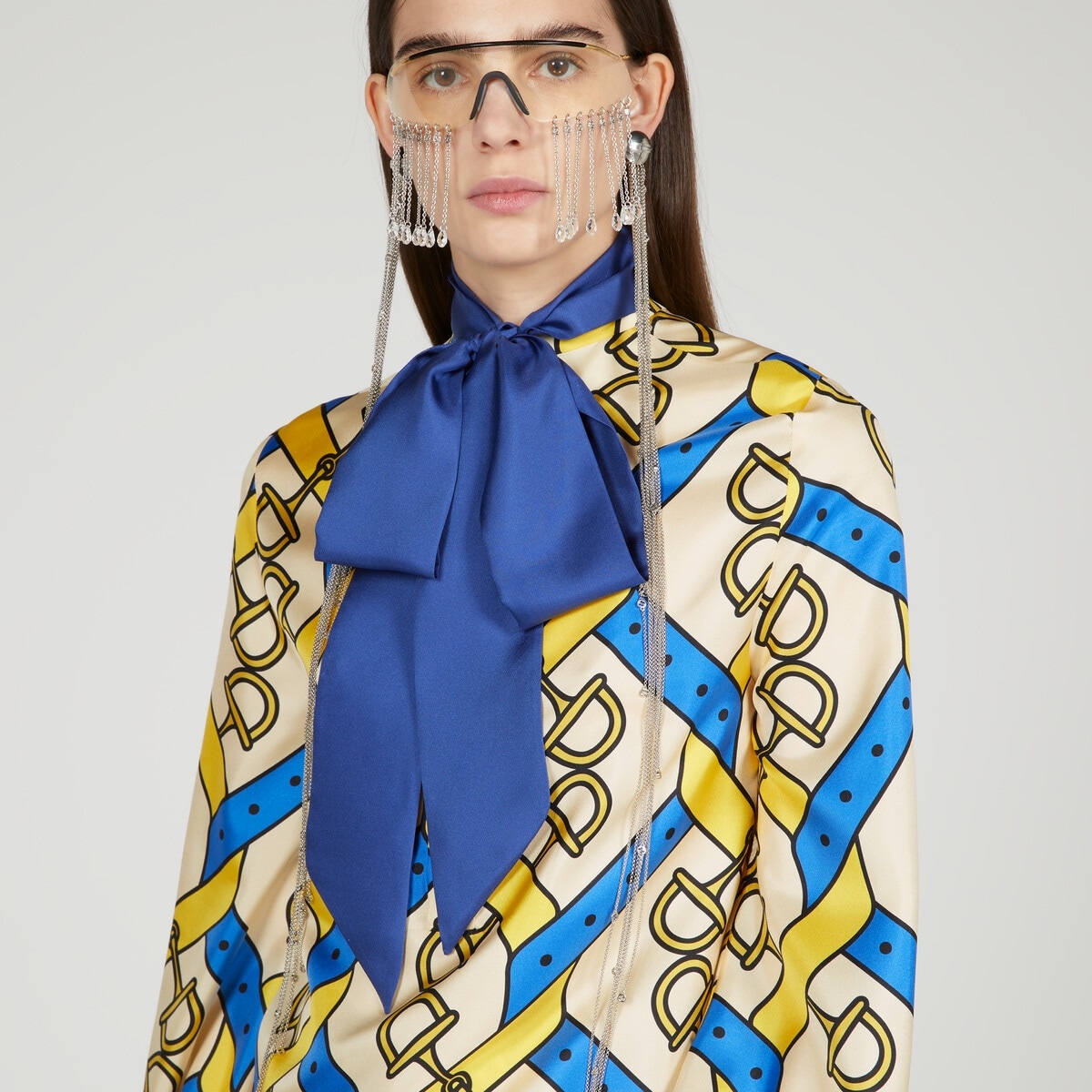Horsebit strap print silk shirt - 3
