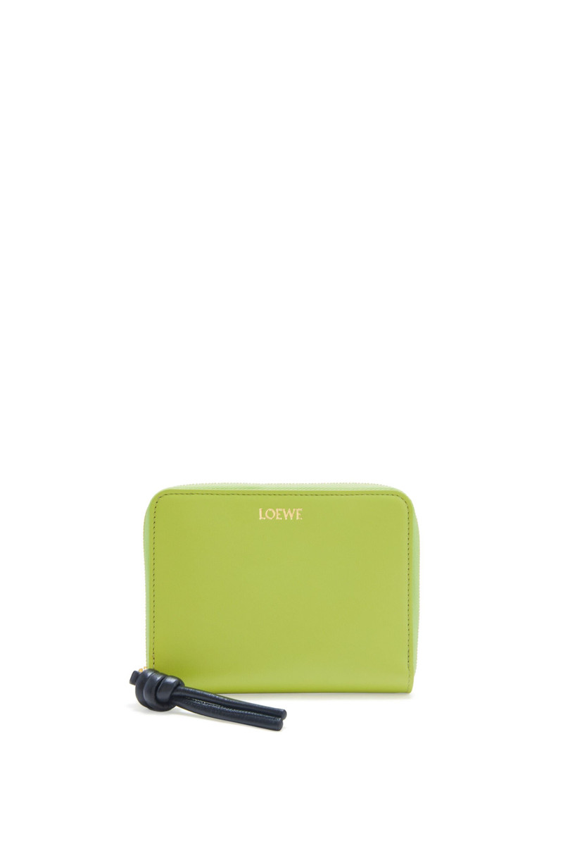 Knot compact zip around wallet in shiny nappa calfskin - 1