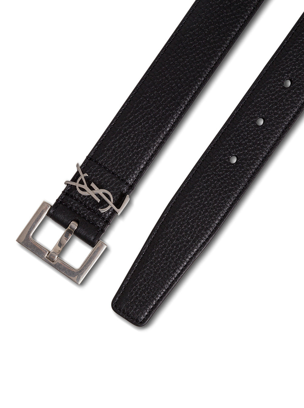 Saint Laurent Men Black Leather Belt With Logo Buckle Saint Laurent Man - 2