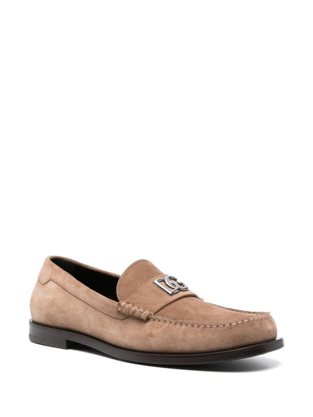 logo-plaque suede loafers - 2