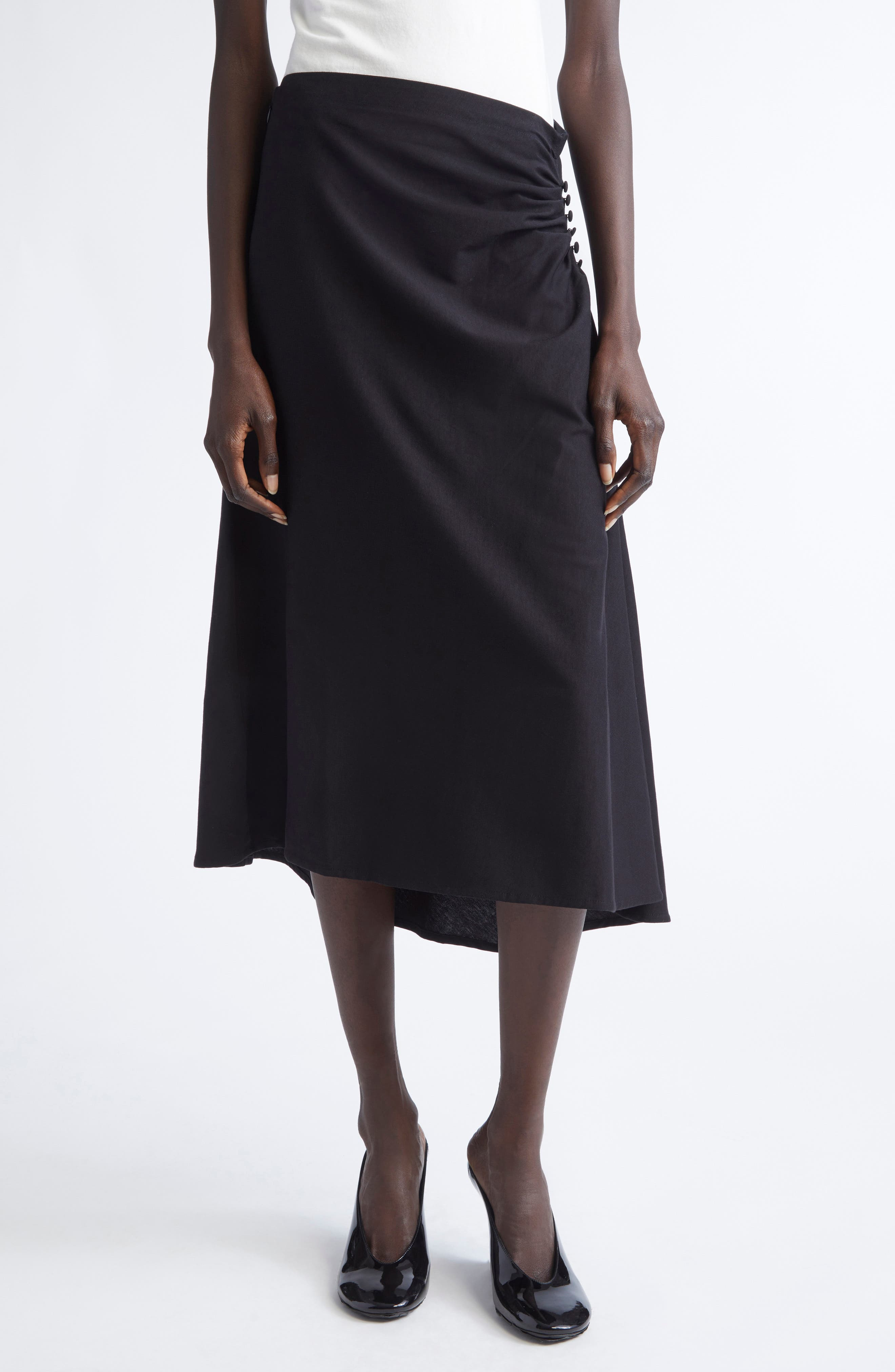 Dries Van Noten Hevira Draped Knit Skirt in Black at Nordstrom - 1