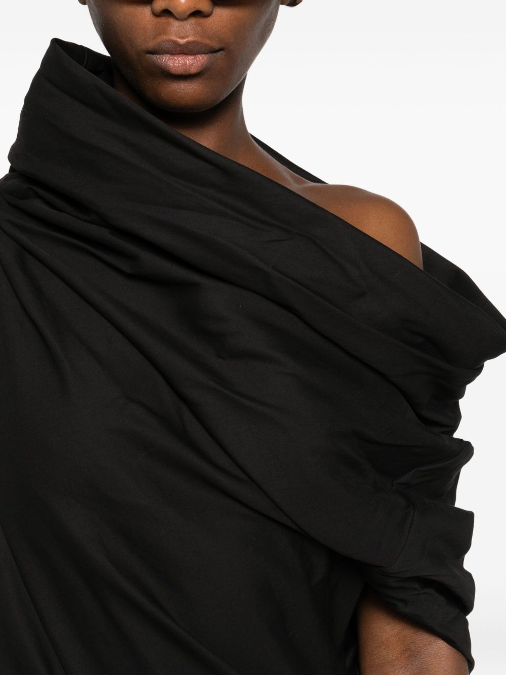 Moulded draped cowl-neck midi dress - 5