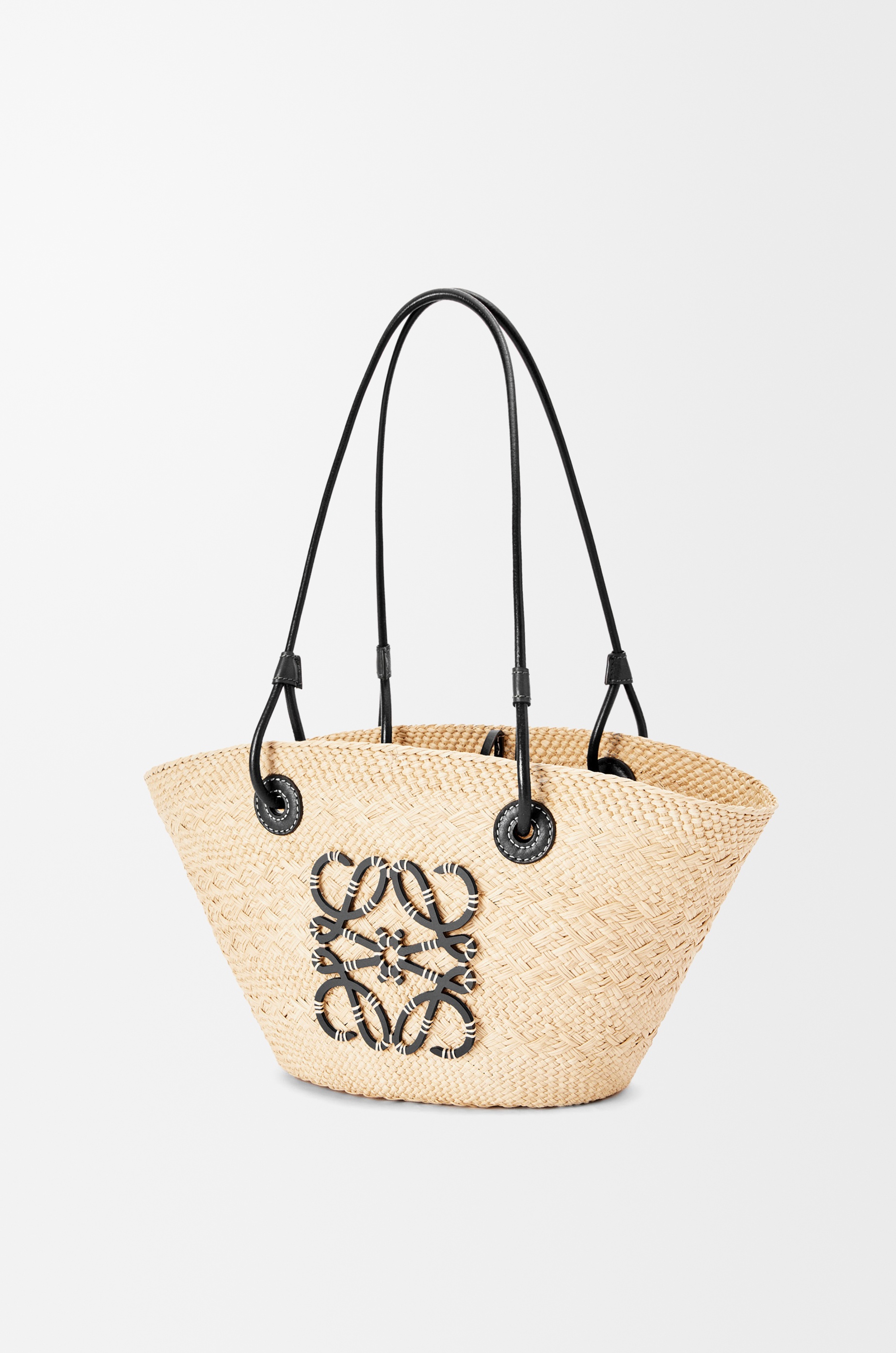 Small Anagram Basket bag in iraca palm and calfskin - 4
