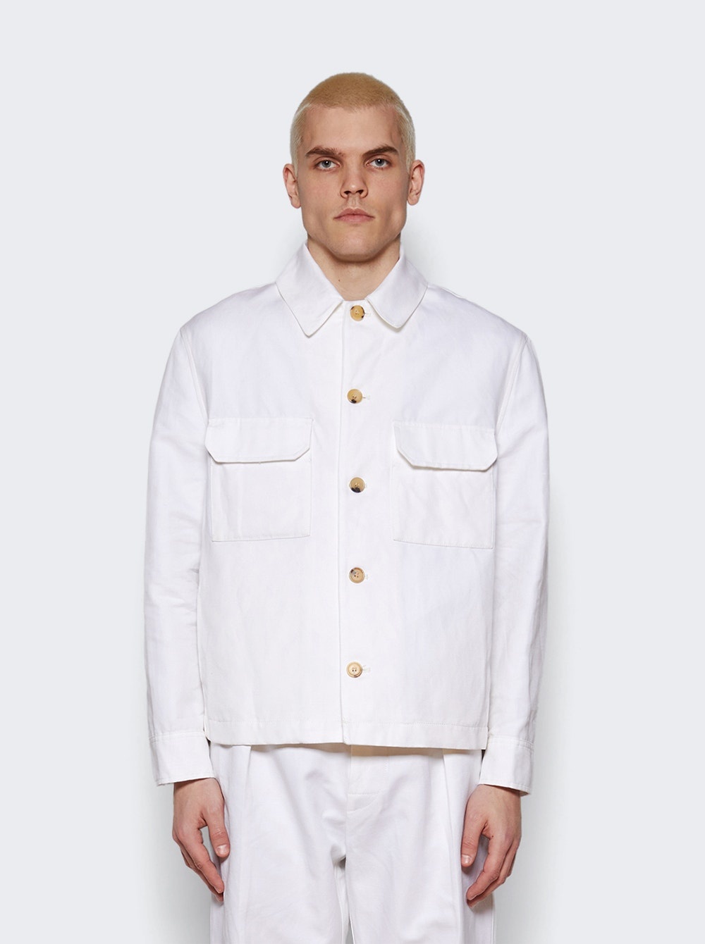 Daito Cotton Linen Overshirt Optical White - 3