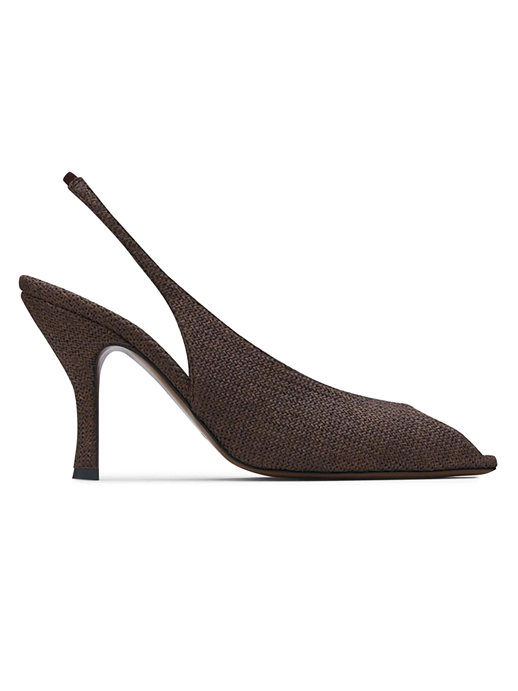 Women's Hamal 85MM Raffia Slingback Pumps - Dark Chocolate - 1