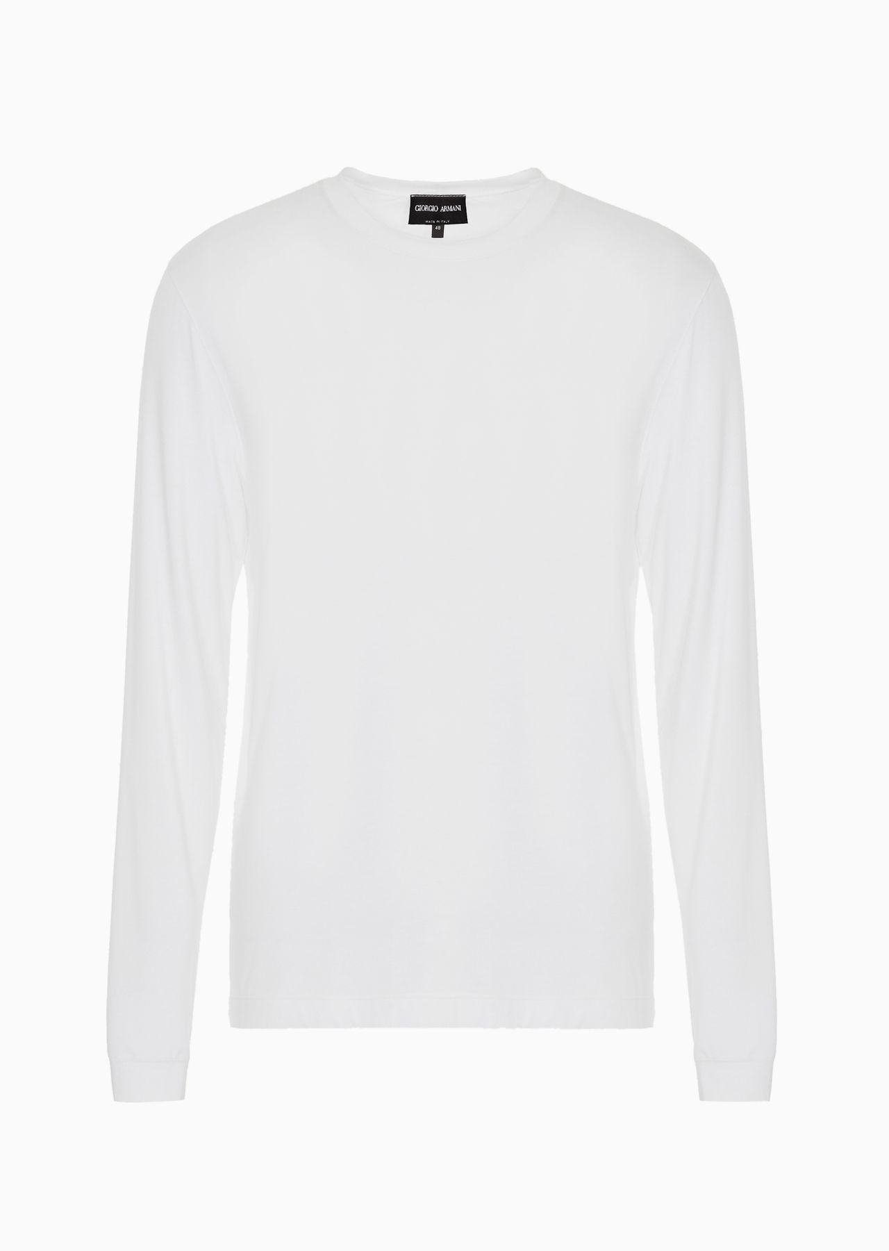 Stretch viscose jersey jumper with crew neck and long sleeves - 1