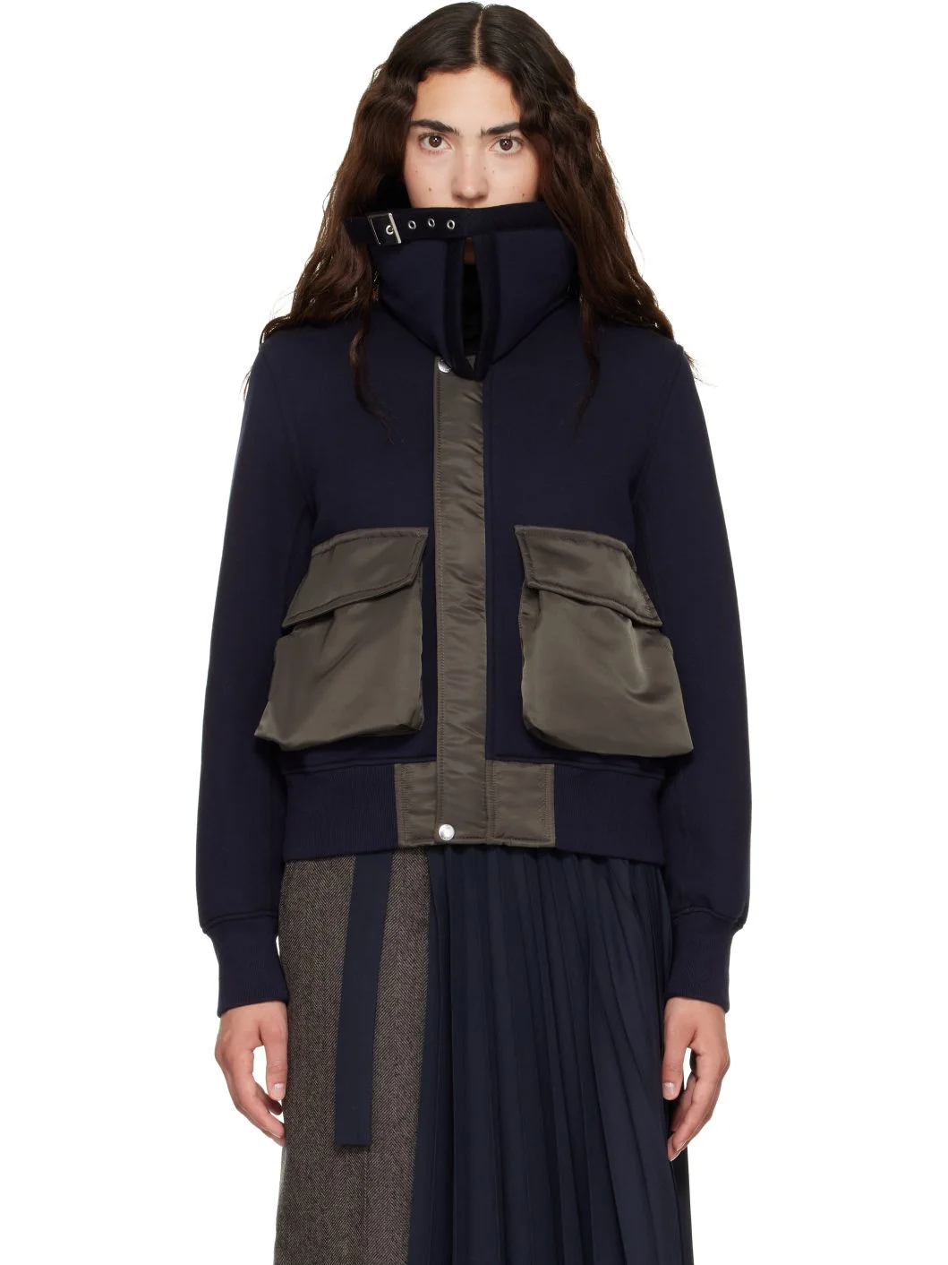 Navy Sponge Sweat Blouson Jacket - 1