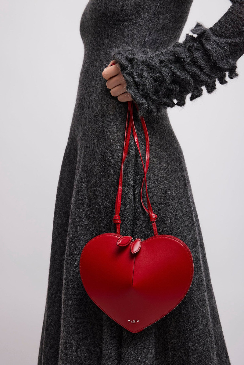 Alaïa Le Coeur red leather crossbody bag outlook