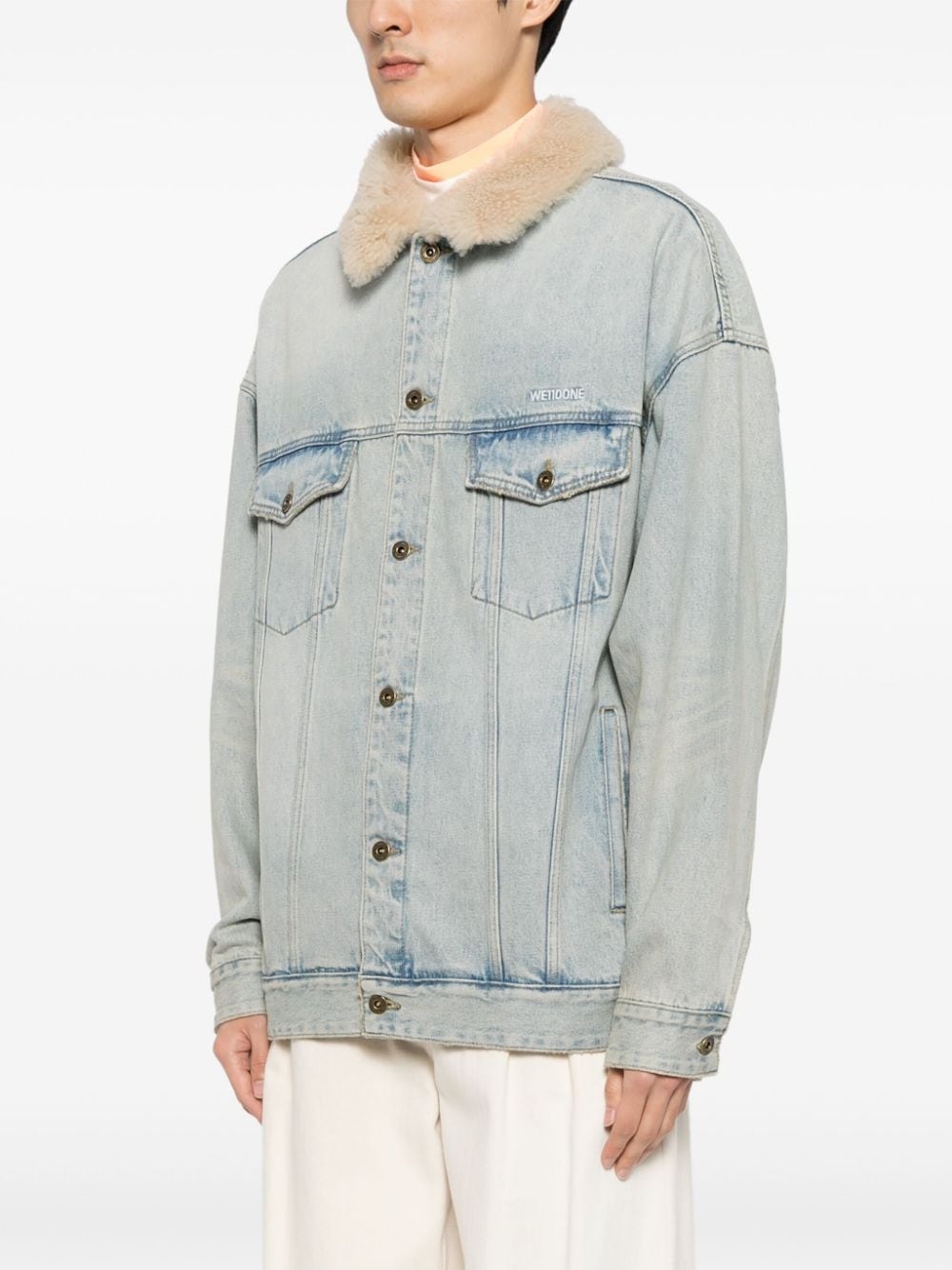 shearling-collar denim jacket - 3