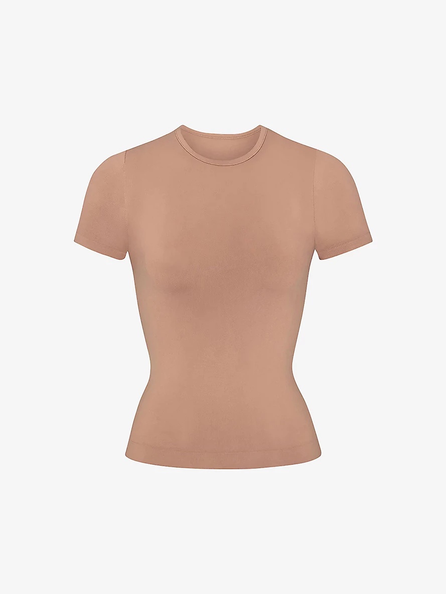Smoothing slim-fit stretch-woven T-shirt - 1
