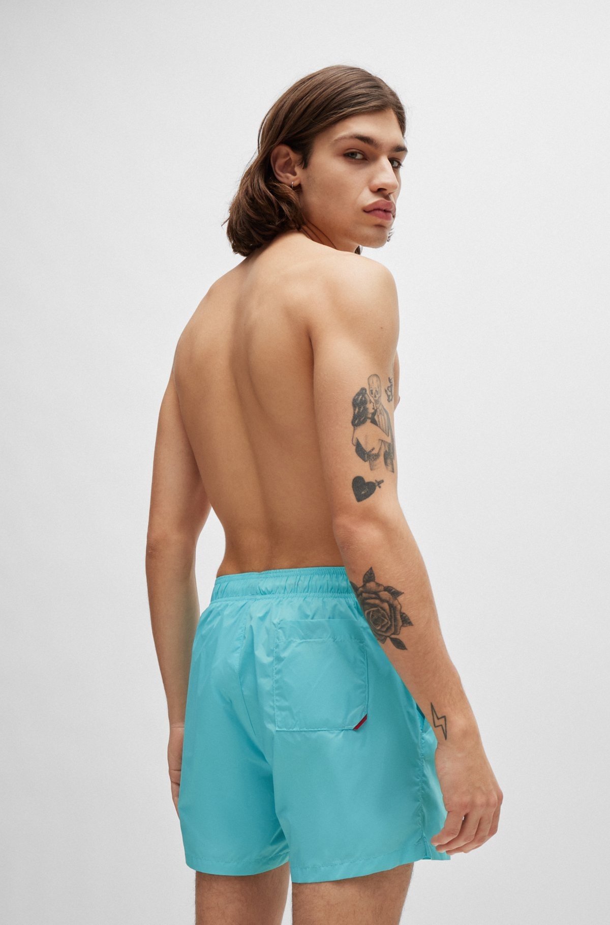 FULLY LINED SWIM SHORTS WITH LOGO PRINT - 4