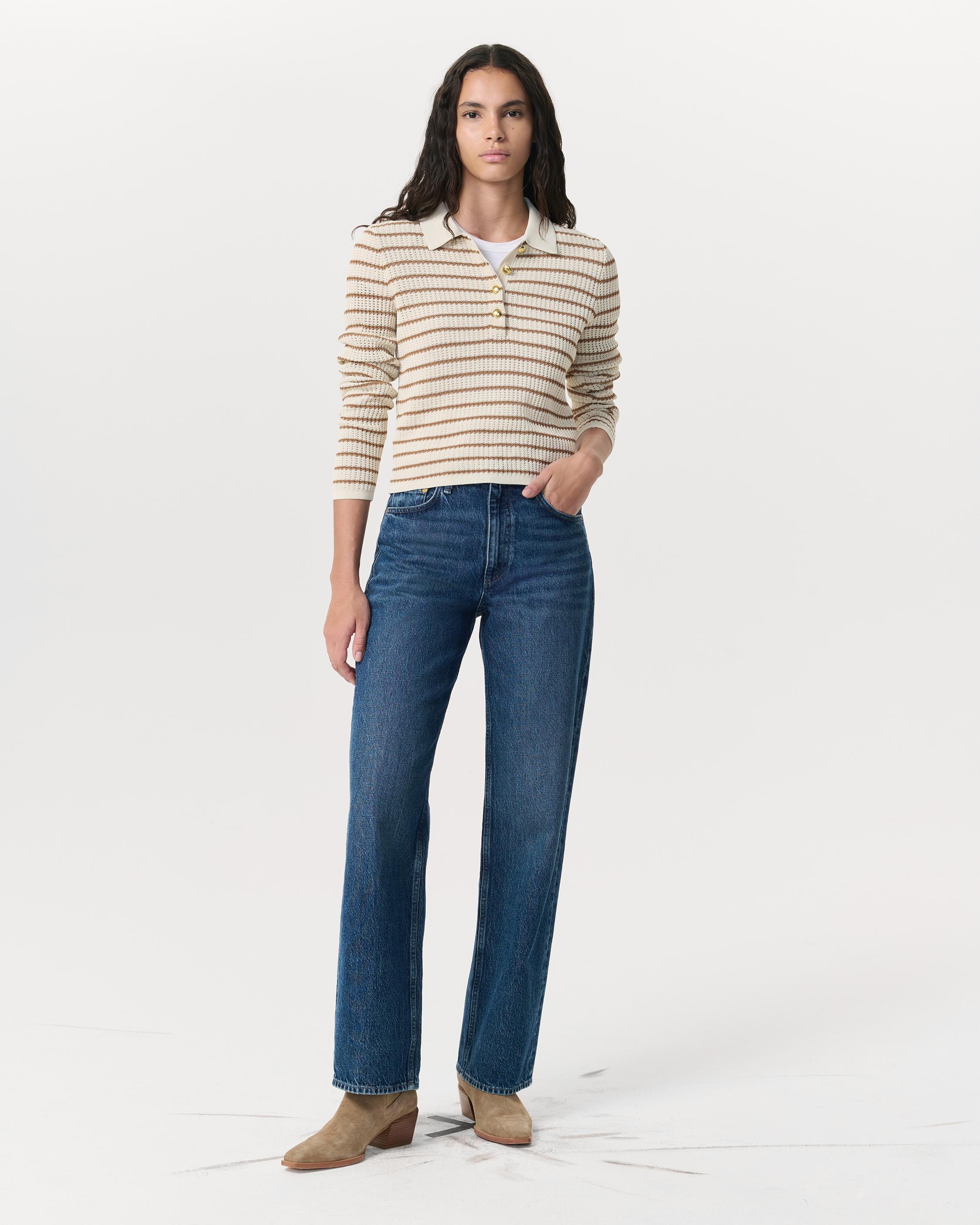 Viola Striped Polo Sweater - 4