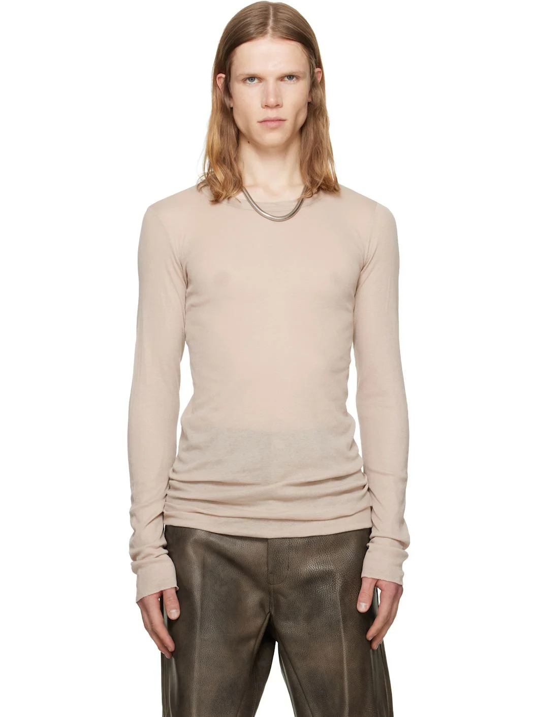 Taupe Tower Rib LS T-shirt - 1