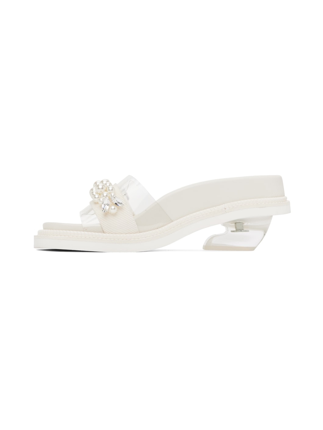 Off-White Embellished Slides - 3