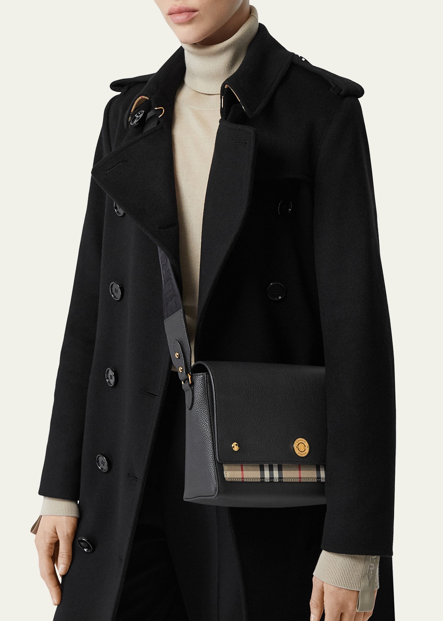Note Medium Leather & Vintage Check Crossbody Bag - 2