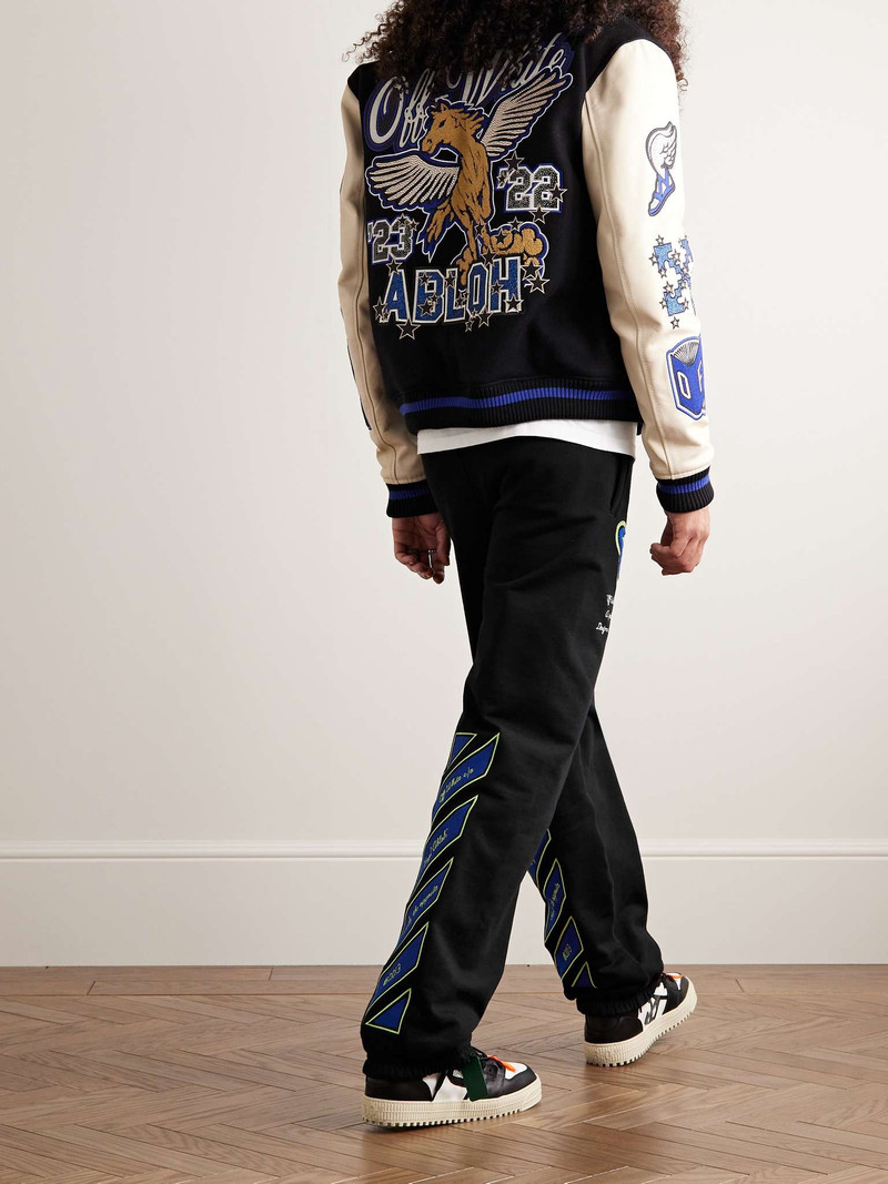 Off-White Tapered Logo-Appliquéd Embroidered Cotton-Jersey Sweatpants outlook